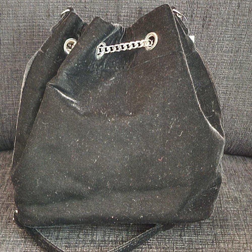 White House Black Market Black Velvet Drawstring Bag - Picture 2 of 10